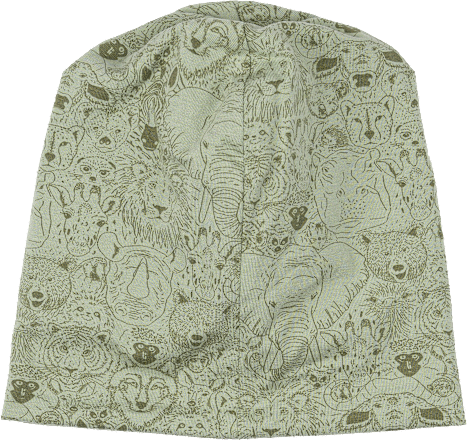 Mütze mit Tier-Muster, grün, Gr.  86/92, 1 St