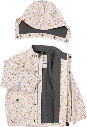 Regenjas gevoerd met vlinderpatroon, beige, maat 122/128, 1 stuk