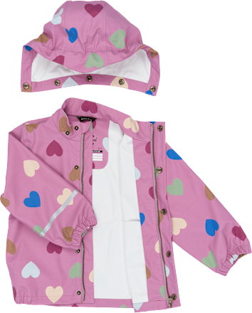 Regenjacke mit Herz-Muster, rosa, Gr. 110/116, 1 St