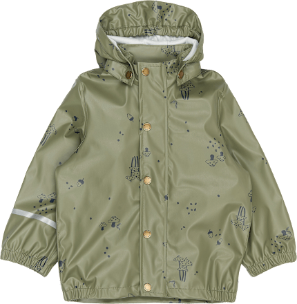 Regenjas met capuchon en paddenstoelenpatroon, groen, maat 86/92, 1 stuk