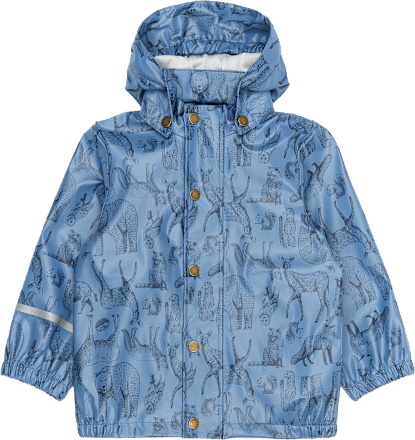 Regenjacke mit Kapuze & Waldtier-Muster, blau, Gr.  98/104, 1 St