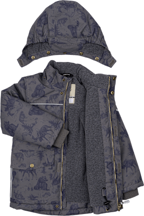 Schneejacke mit Fleece-Futter & Wald-Muster, grau, Gr. 122/128, 1 St