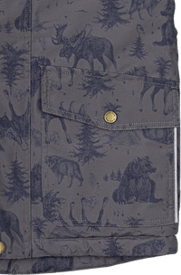 Schneejacke mit Fleece-Futter & Wald-Muster, grau, Gr. 122/128, 1 St