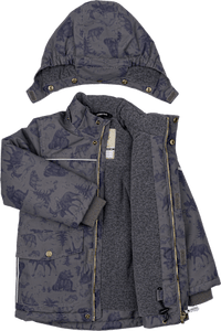 Schneejacke mit Fleece-Futter & Wald-Muster, grau, Gr. 98/104, 1 St
