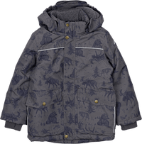 Schneejacke mit Fleece-Futter & Wald-Muster, grau, Gr. 98/104, 1 St