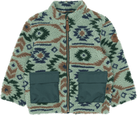 Mikk-Line Teddyjacke mit Jacquard-Muster, grün, Gr. 122/128, 1 St