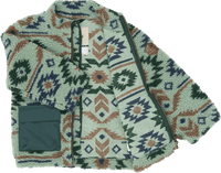 Mikk-Line Teddyjacke mit Jacquard-Muster, grün, Gr. 122/128, 1 St
