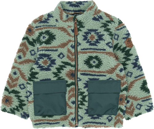 Teddyjacke mit Jacquard-Muster, grün, Gr. 122/128, 1 St