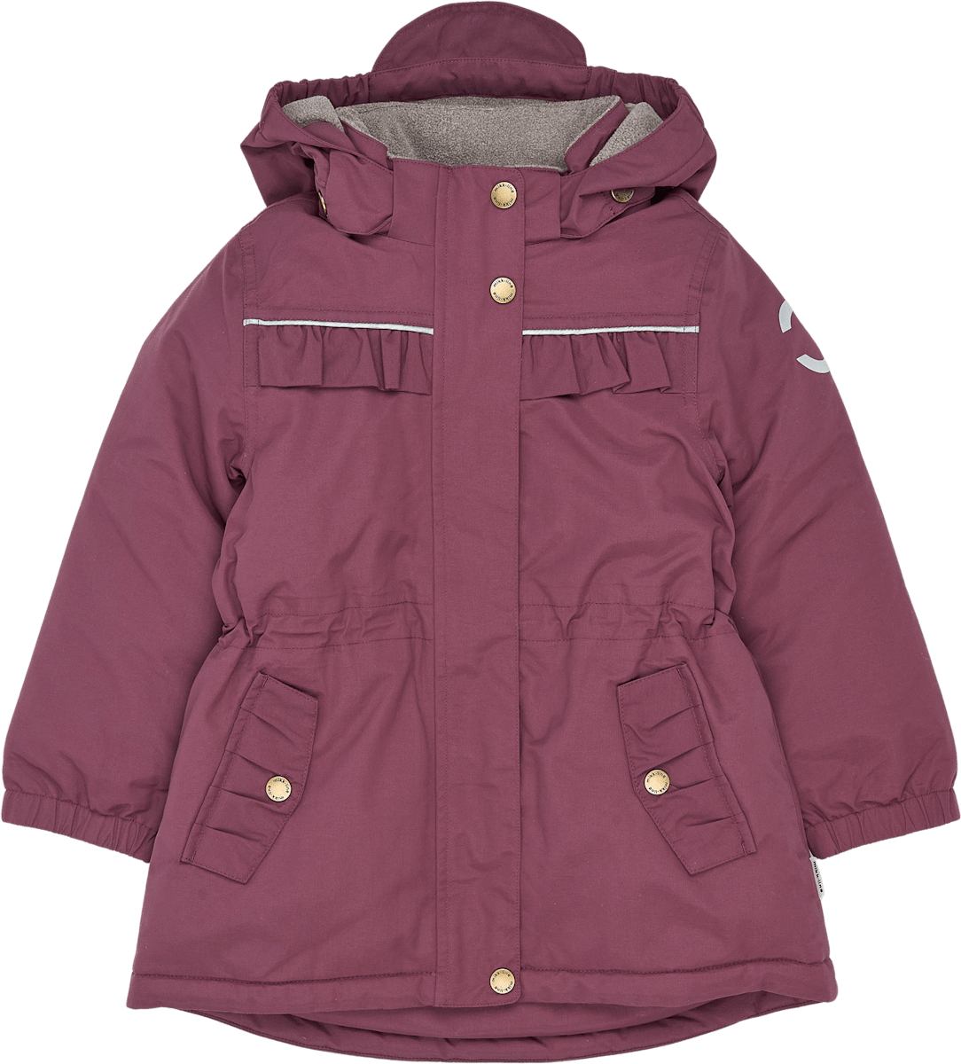 Mikk-Line Winterjacke mit Rüschen-Details, lila, Gr. 122/128, 1 St