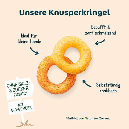 Babysnack Knusperkringel Tomate & Karotte-Kürbis ab 10+ Monaten, 20 g