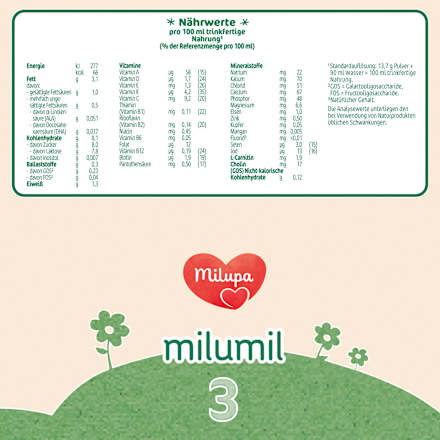 Folgemilch 3 Milumil ab dem 10. Monat, 800 g