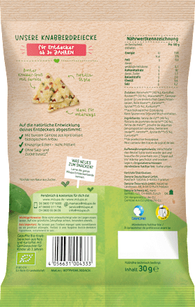 Kindersnack Knabberecken buntes Gemüse ab 3+ Jahren, 30 g