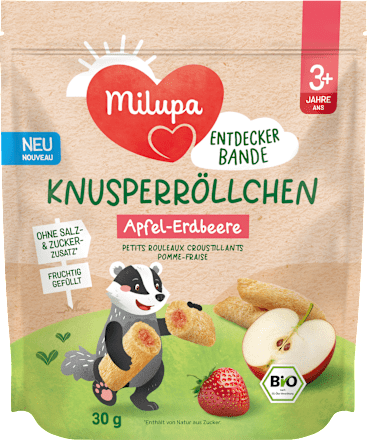 Kindersnack Knusperröllchen Apfel-Erdbeere ab 3+ Jahren, 30 g