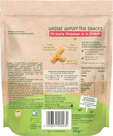Kindersnack Knusperröllchen Apfel-Erdbeere ab 3+ Jahren, 30 g
