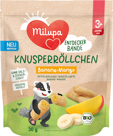 Kindersnack Knusperröllchen Banane-Mango ab 3+ Jahren, 30 g