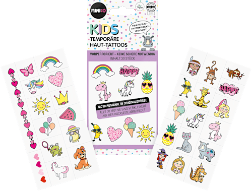 Kinder Haut-Tattoos temporär lila Set 30 tlg., 1 St
