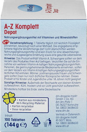 AZ Komplett Depot, tabletten, 100 stuks, 144 g