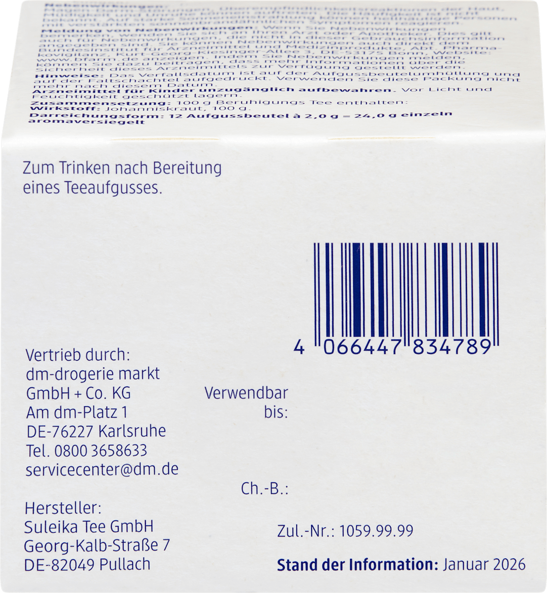 Mivolis Arzneitee, Beruhigungs Tee (12 Beutel), 24 g