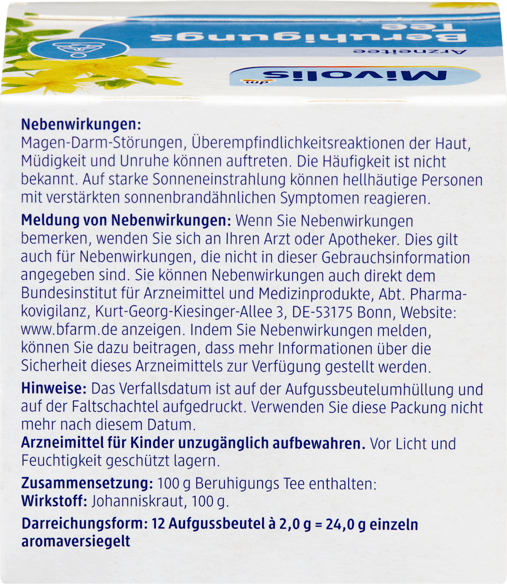 Mivolis Arzneitee, Beruhigungs Tee (12 Beutel), 24 g