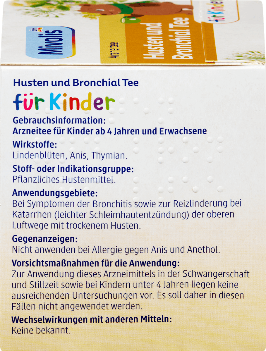 Arzneitee, Husten & Bronchial Tee für Kinder (12 Beutel), 18 g