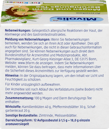 Arzneitee, Magen & Darm Beruhigungs Tee für Kinder (12 Beutel), 18 g