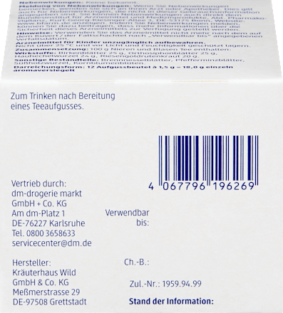 Arzneitee, Nieren & Blasen Tee (12 Beutel), 18 g