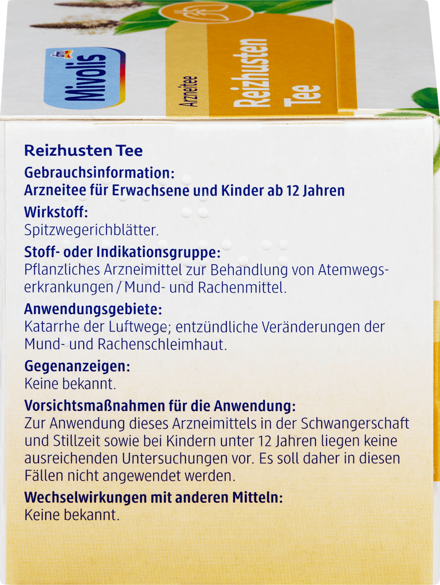 Mivolis Arzneitee, Reizhusten Tee (12 Beutel), 16,8 g