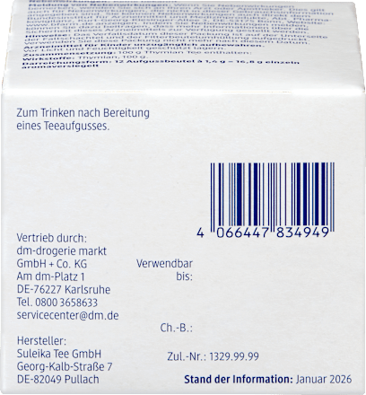 Arzneitee, Thymian Tee (12 Beutel), 16,8 g