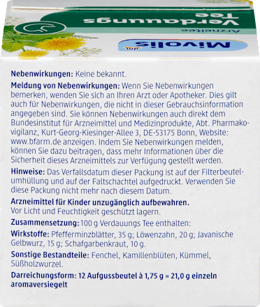 Arzneitee, Verdauungs Tee (12 Beutel), 21 g