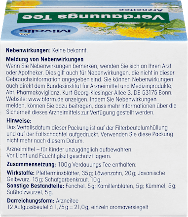 Medicinale thee, spijsverteringsthee (12 zakjes), 21 g
