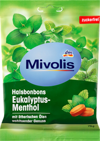Suikervrije eucalyptus-menthol snoepjes, 75 g