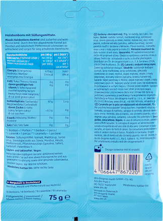 Bonbon, Halsbonbons Atemfrei, zuckerfrei, 75 g