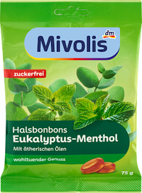 Bonbon, Halsbonbons Euklyptus-Menthol, zuckerfrei, 75 g