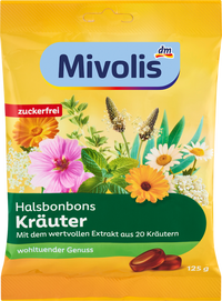 Mivolis Bonbon, Halsbonbons Kräuter, zuckerfrei, 125 g