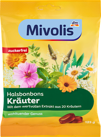 Bonbon, Halsbonbons Kräuter, zuckerfrei, 125 g