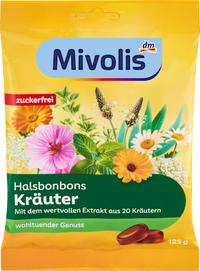 Bonbon, Halsbonbons Kräuter, zuckerfrei, 125 g