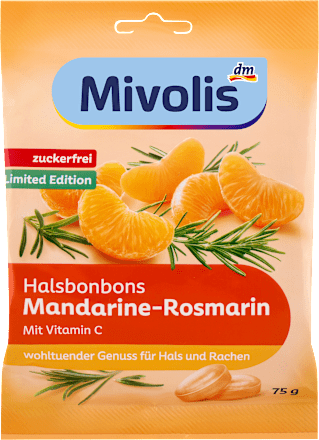 Mivolis Bonbon, Halsbonbons Mandarine-Rosmarin, 75 g