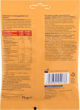 Bonbon, Halsbonbons Mandarine-Rosmarin, 75 g