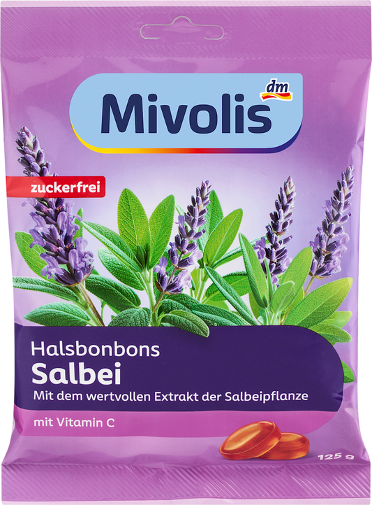 Mivolis Bonbon, Halsbonbons Salbei, zuckerfrei, 125 g