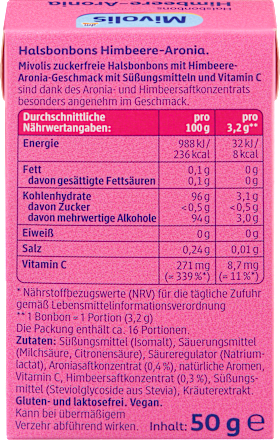 Bonbon, Himbeere-Aronia, zuckerfrei, 50 g