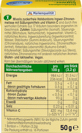 Gember-Citroenmelisse snoep, suikervrij, 50 g