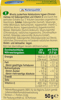 Gember-Citroenmelisse snoep, suikervrij, 50 g