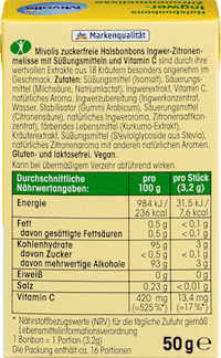 Gember-Citroenmelisse snoep, suikervrij, 50 g