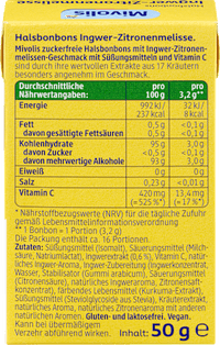 Bonbon, Ingwer-Zitronenmelisse, zuckerfrei, 50 g