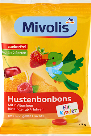Bonbon, rote und gelbe Früchte für Kinder, zuckerfrei, 75 g