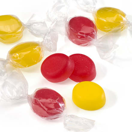 Snoep, rood en geel fruit voor kinderen, suikervrij, 75 g