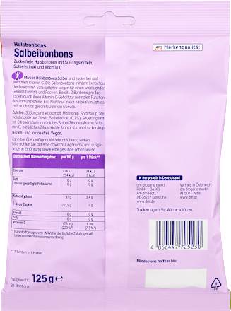 Snoep, salie snoepjes, suikervrij, 125 g