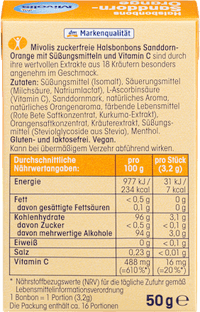 Duindoorn-sinaasappel snoep, suikervrij, 50 g