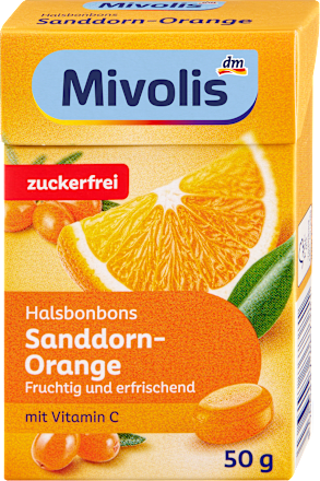 Bonbon, Sanddorn-Orange, zuckerfrei, 50 g