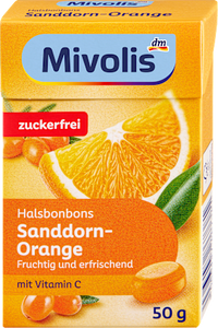 Bonbon, Sanddorn-Orange, zuckerfrei, 50 g